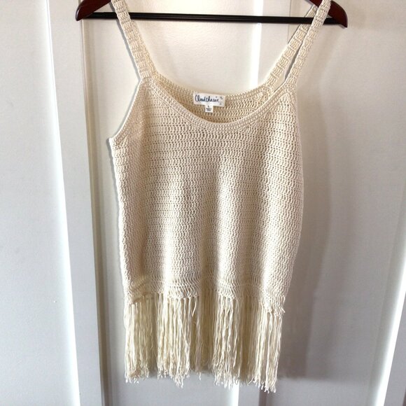 Cloud Chaser Tank Top Knit Fringe Boho Style Crochet - Picture 2 of 7